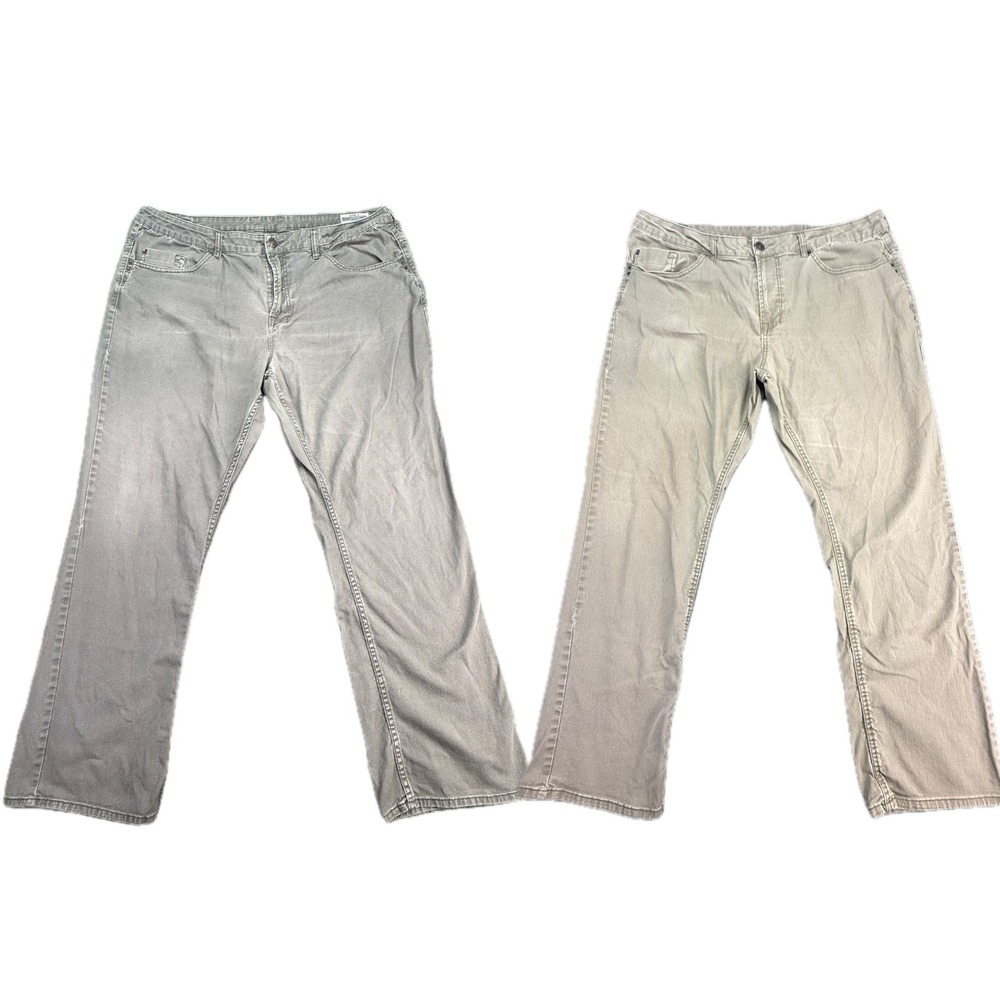 2 Buffalo David Bitton Sam-X Pants Men 40x32 Tan Gray Slim Straight Stretch